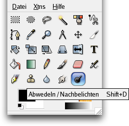 Das Werkzeug Abwedeln/Nachbelichten im Werkzeugfenster